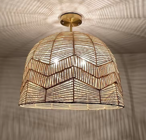 Lámpara colgante ecológica hecha a mano de mimbre de metal y bambú natural moderna para sala de estar restaurante Hotel - Product Image 1