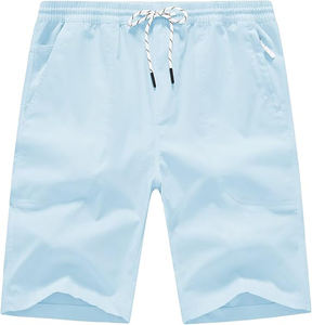 Short de sport décontracté pour hommes 100% coton respirant tricoté taille extensible avec 5 poches dont 1 poche zippée vente en gros - Product Image 4