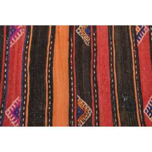 Alfombra Turca Kilim, Alfombra Vintage de 1.8x3.2 pies, Alfombra de Lana con Rayas Rojas - Product Image 5