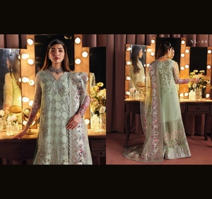 2025 Nureh luxe orné de mousseline de soie brodée 4 pièces fête pakistanaise Salwar Kameez avec attaché Dupatta - Product Image 6