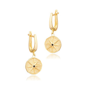 ต่างหูห้อยรูปดาวเหนือประดับด้วยพลอย CZ สีดำสไตล์มินิมอล งานแฮนด์เมดจากตุรกี ขายส่ง เครื่องประดับเงินแท้ 925 - Product Image 3