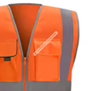 เสื้อกั๊กสีส้มนีออนพร้อมเทปสะท้อนแสงชุดใส่ทำงานปักมีกระเป๋าพิเศษเสื้อกั๊กนิรภัยมีซิปมองเห็นได้ชัดเจนออกแบบได้ตามต้องการ - Product Image 6