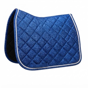 Ensemble de tapis de selle équestre bleu pailleté matelassé avec bottes et masque anti-mouches assortis pour l'équitation - Product Image 2