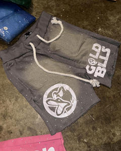 กางเกงขาสั้นผ้าแคนวาสแบบเป็นมิตรต่อสิ่งแวดล้อมสำหรับใส่เล่นยิมกางเกงขาสั้นสไตล์ฝรั่งเศสผ้าเทอร์รี่ทรงสูงแนวสตรีท - Product Image 6