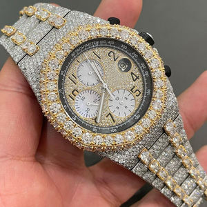 Reloj de Diamantes Moissanite con Claridad VVS, Cristal Amarillo, Acero Inoxidable Antiguo, Movimiento de Cuarzo, Moda, Negocios, Suministro ODM - Product Image 1