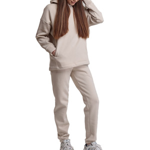 Ensemble de survêtement imprimé respirant deux pièces élégant et personnalisé pour femme, 100 % coton molletonné épais, longueur intégrale, hiver - Product Image 4
