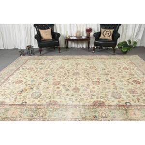 Alfombra tradicional de lana Beige 9,6X12,7 pies hecho a mano pasillo turco rectángulo Patchwork diseño para entrada sala de estar látex - Product Image 3