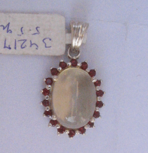 Pendentif Shah Gems en argent sterling 925 fait main pour femme, avec citrine naturelle et grenat sertis clos, incrustation de perle - Product Image 1