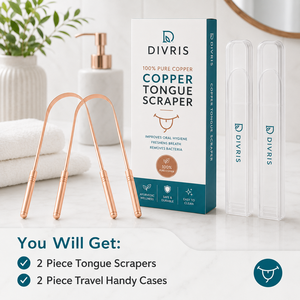ที่ขูดลิ้นรูปตัวยูสองด้าน Divris Copper ใช้ซ้ำได้ เป็นมิตรกับสิ่งแวดล้อม พกพาสะดวก ออกแบบตามหลักสรีรศาสตร์ สำหรับทำความสะอาดช่องปาก รุ่นใช้ในบ้าน - Product Image 4