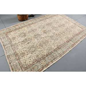 Alfombra turca Vintage azul Beige tradicional 5,6X8,7 pies área grande sala de estar alfombra Material de lana Patchwork látex para casa - Product Image 2