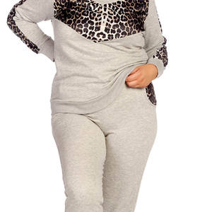 Ensemble de vêtements de détente à imprimé léopard pour femmes de grande taille deux pièces survêtement décontracté avec pantalon de jogging imprimé vêtements de gros OEM - Product Image 5