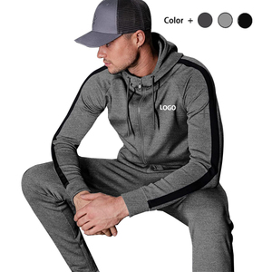 Venta al por mayor 00% algodón para hombre casual verde claro traje deportivo personalizado liso gimnasio chándal con rayas laterales OEM mantenido - Product Image 6