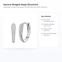Boucles d'oreilles créoles fines en argent sterling 925 personnalisées avec moissanite pavée, bijoux raffinés S925 pour femmes