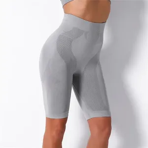 Femmes haute Spandex respirant décontracté Fitness sport Leggings couleurs unies Scrunch poche taille moyenne Leggings courts tricotés - Product Image 3