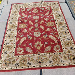 Tapis Oushak bleu marine 9x12 grand tapis turc ottoman avec motif abstrait tapis turc surdimensionné à motifs beiges - Product Image 1