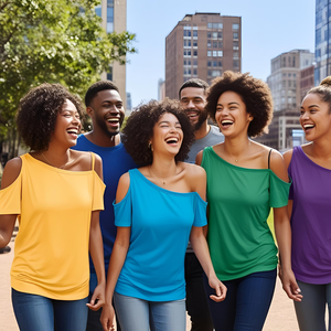 เสื้อยืดผ้าคอตตอนถักแบบหนาผสมเปิดไหล่ทรงโอเวอร์ไซส์ใส่สบายแขนพิมพ์โลโก้ - Product Image 1