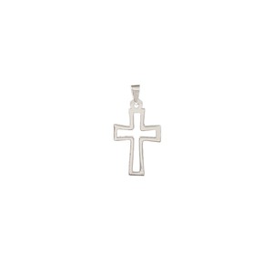 Ciondolo in argento fatto a mano a forma di croce 30X20mm in oro rosa placcato rodiato materiale in stile religioso produzione indiana - Product Image 1