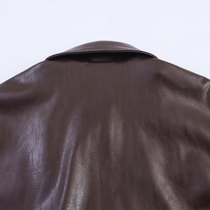 Veste pilote décontractée pour femme en polyester et simili cuir PU à simple boutonnage, manches longues, automne - Product Image 4