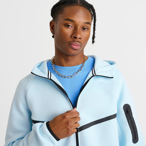 เสื้อมีฮู้ดน้ำหนักเบาสำหรับเสื้อกันหนาวมีฮู้ดน้ำหนักเบามีซิปรูดเปิดไหล่โอเวอร์ไซส์พร้อมกระเป๋าด้านหน้า - Product Image 5