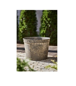 Designer style galvanized <b>planter</b> for growing plants or herbs in rustic farmhouse themed patios or garden <b>corners</b> - Product Image 1