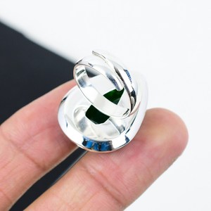 Bisel con forma de pera Esmeralda Natural personalizado, piedra preciosa pura Plata de Ley 925, anillos de piedra natal verde, joyería fina de Navidad - Product Image 4