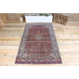 Alfombra Turca Vintage de 4.9x8.2 pies (150x250 cm), Alfombra Azul con Diseño Floral - Product Image 1