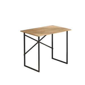 Table de bureau moderne industrielle pour la maison, en bois brun noisette et noir avec structure métallique, idéale pour les petits espaces, bureau d'ordinateur et de jeu - Product Image 4