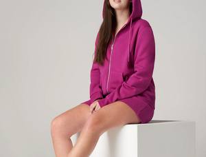 Wholesale Custom Logo Front Solid Hooded Crystal Women's Heavyweight Woven Drop Shoulder Oversize Unisex Hoodie - Product Image 6