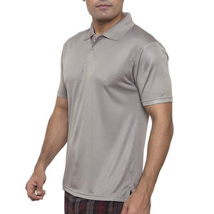 Camiseta de golf informal de manga corta para hombre, cuello redondo para Polo en patrón sólido, tela de punto que absorbe la humedad de 200 gramos - Product Image 3
