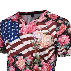 เสื้อยืดผ้าฝ้าย100% สำหรับผู้ชายพิมพ์ลายซับลิเมชันป้องกันริ้วรอยทรงหลวมพอดีตัว - Product Image 5