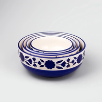 Bols décoratifs bleu roi style vintage, écologiques, non toxiques, durables, en céramique fine émaillée, lavables, personnalisables, pour aliments