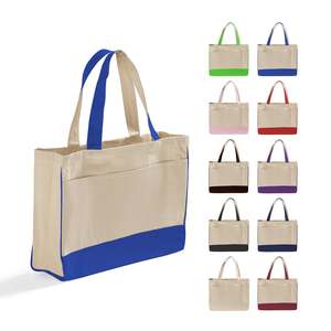 Fancy <b>Medium</b> Canvas Tote <b>Bags</b> with Inside Zipper Pocket Eco-Friendly Cotton Fabric for Daily Use Food Advertising - Product Image 1