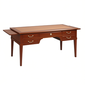 Warm Brown Solid Wood Rectangular Writing <b>Desk</b> European-Inspired Craftsmanship Spacious Work Surface 1-Year Warranty - Product Image 2