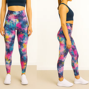 Leggings de gym personnalisés pour femmes, tenue classique vintage à impression numérique complète pour l'entraînement, legging respirant pour femmes - Product Image 1