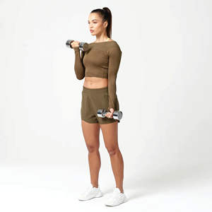 92% Polyester 8% Elasthanne Femmes Dark Olive Lab 360 Never Stop 2 en 1 Short avec doublure intérieure compressive - Product Image 4