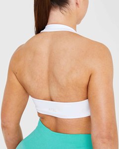 Hot Selling Wholesale White V-Neck Cutout Sports <b>Bra</b> With High-Waisted Teal Shorts Set for Women Fitness Yoga Wear - Product Image 6