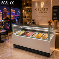 Film chauffant électrique en verre CE Hasgen 304SS à refroidissement par air forcé pour dégivrage d'armoires à glaces italiennes -18°C ° Vitrine à glaces C Gelato