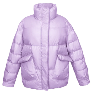 Haute qualité femmes hiver col montant doudoune respirant peau de mouton personnalisé mode solide motif coton tricoté - Product Image 5