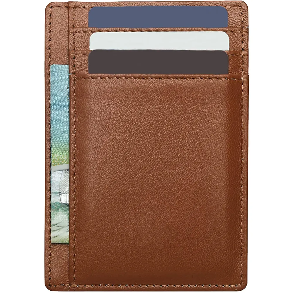 High Quality Genuine Leather Card Holder Slim Wallet Holds up to 7 Cards Bank Notes Credit Card Holder