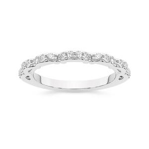 Bague demi-éternité classique en or massif 14K avec diamants de laboratoire 0,33 ct TW, couleur FG, clarté VS, 22 diamants, symétrie intemporelle pour mariée - Product Image 1