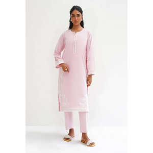 Conjunto de Dos Piezas Teñido con Hilo y Bordado KST-43486 con Cuello de Lazo y Largo por Encima de la Rodilla, Tallas XS y XXS - Product Image 4