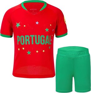 Conjunto de Camiseta de la Selección Nacional de Portugal, Pantalones Cortos Rojos y Verdes, Ropa Deportiva para Niños, Poliéster de Secado Rápido, Duradero, Importado, Thopson International - Product Image 1