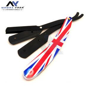 Navajas de barbero con mango con estampado de bandera, negras, de acero inoxidable, con bloqueo giratorio, personalizadas con bandera, tipo Cut Throat, patrióticas - Product Image 1