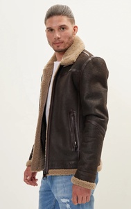 Chaqueta de cuero de invierno de calle alta para hombre, Cuello de piel sólido personalizado, Material de moda, alta calidad, cálida para primavera y otoño - Product Image 6
