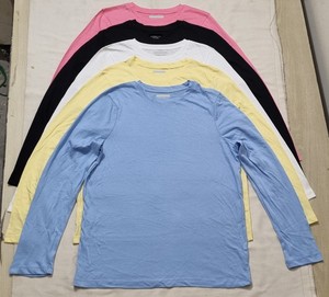 T-shirt décontracté à manches longues pour femme en coton 100% écologique de haute qualité, tricoté, vente en gros, fabricant du Bangladesh, stock en vrac, OEM - Product Image 4