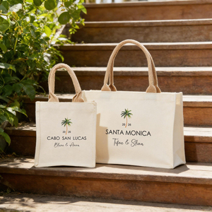 Sac fourre-tout en toile personnalisé avec imprimé palmier pour mariage à destination, sac cadeau tropical personnalisé pour cadeau de demoiselle d'honneur - Product Image 3