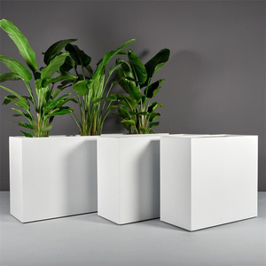 Maceta grande de lujo de acero inoxidable maceta de metal blanco para plantas grandes - Product Image 2