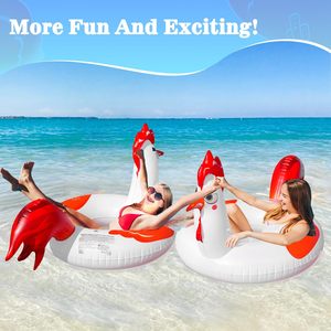 Flotador Inflable de Pollo para Piscina, 63 Pulgadas, con Luces RGB Solares, Flotador Grande para Adultos, Ideal para Fiestas en la Piscina - Product Image 4