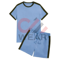 Conjunto Deportivo de Verano para Hombre, Camiseta de Algodón 100% con Bloques de Color y Estampado de Letras, Pantalones Cortos Deportivos, Estilo Casual