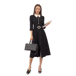 Robes décontractées longues avec ceinture demi-manche entreprise de fabrication Frey robe 122932001 dame élégante robes d'été pour femmes - Product Image 1